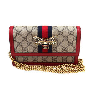 Gucci Chain Wallet Shoulder Bag Brown Red